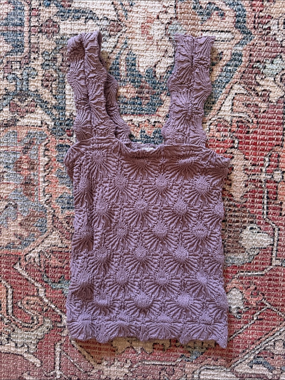 Textured Square-Neck Tank Top in Lavender
